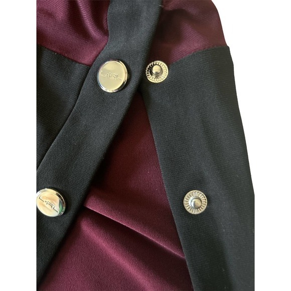 Lauren Ralph Lauren Size 6P Bodycon Color Block Jersey Dress Burgundy, Black - Picture 5 of 8